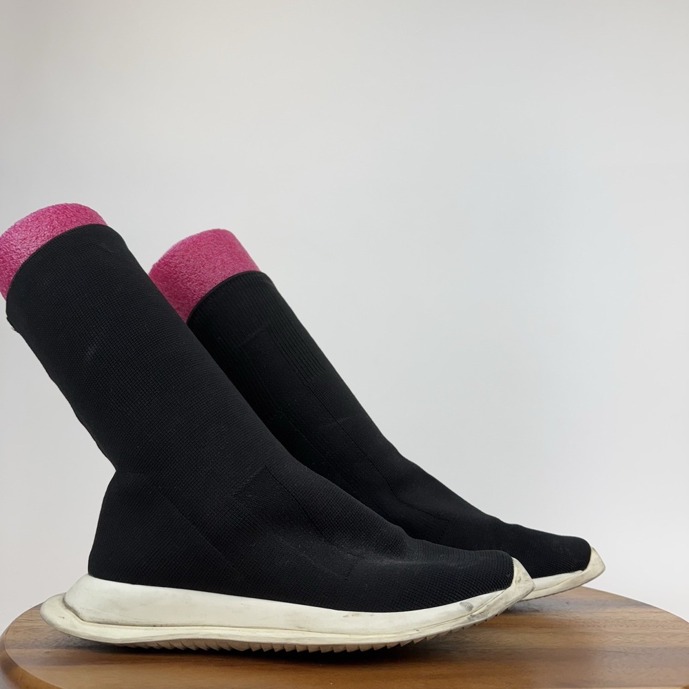Womens Rick Owens DRKSHDW Black Stretch‎ Knit Runner Sock Sneakers Size 8 M